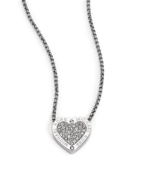 michael kors heritage heart necklace|Michael Kors sterling silver necklace.